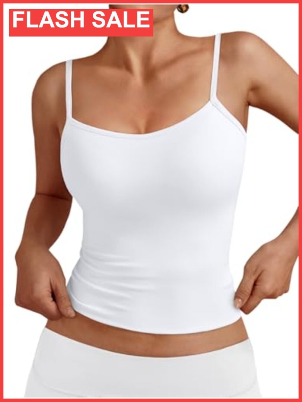 Adjustable Spaghetti Strap Square Neck Tank Top Sleeveless Casual Summer